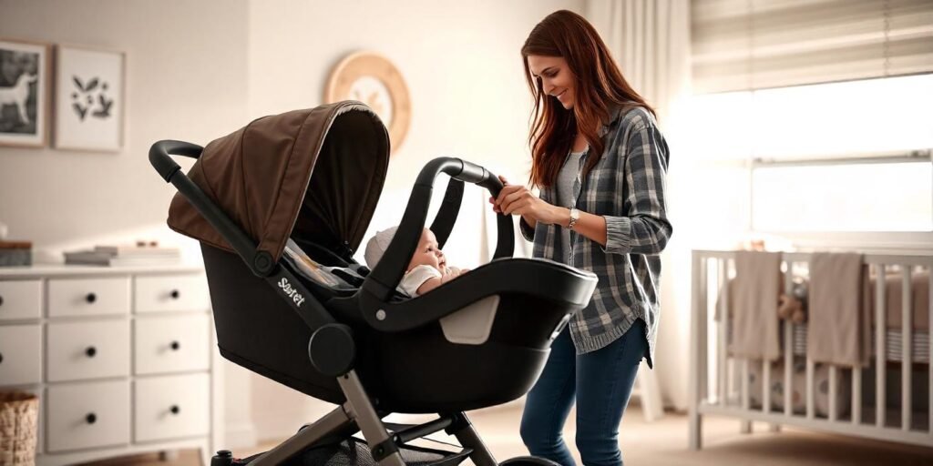 Versatile stroller and car seat combo with 3-in-1 functionality, adjustable reversible seat, lightweight aluminum frame, pram mode, and infant car seat suitable for babies.