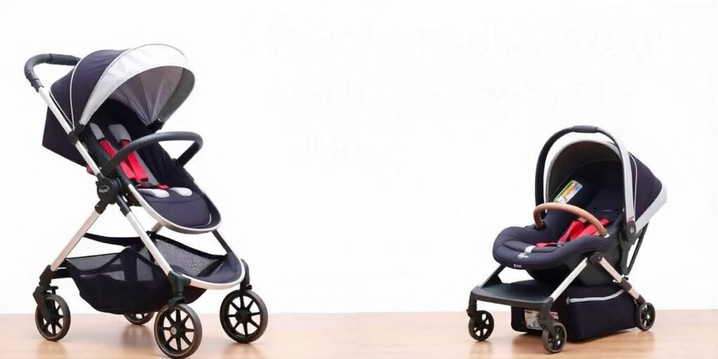 Image of a modern baby travel system featuring a sleek stroller with an integrated car seat, highlighting its convenience, safety, and versatility to make parenting easier