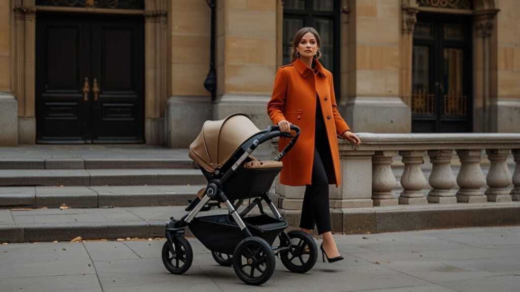 Side-by-side comparison of a luxury stroller with premium features and a budget baby stroller with a simple design