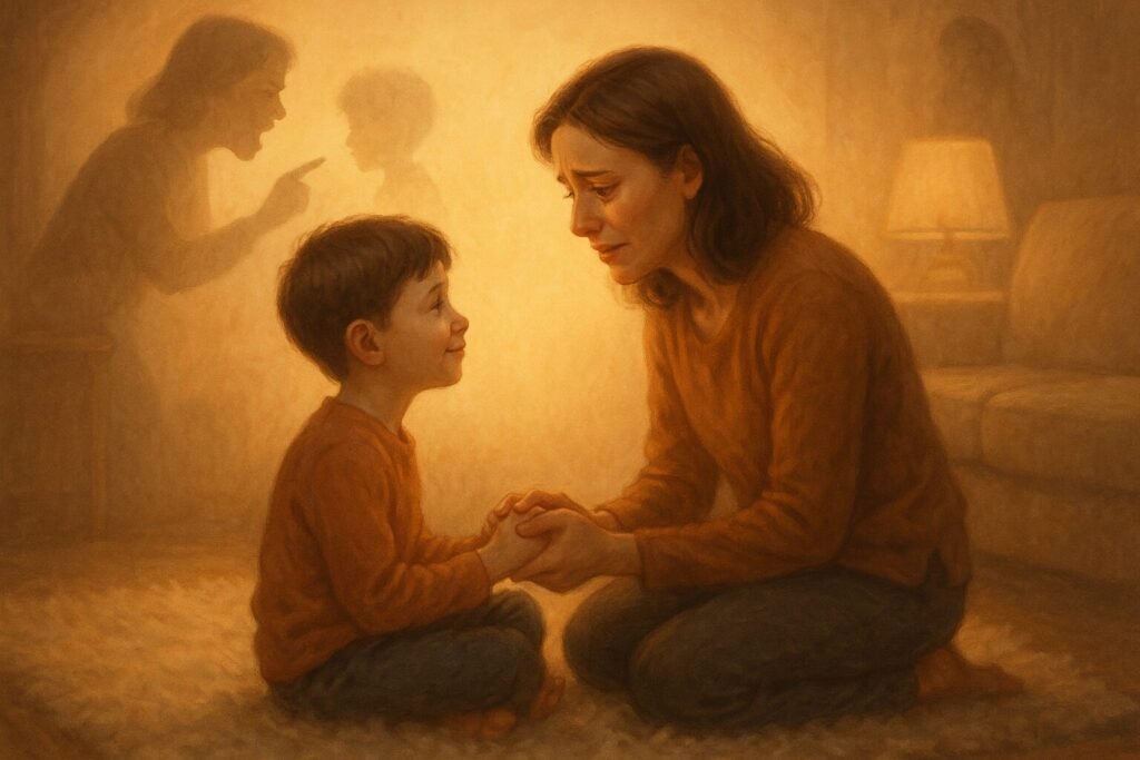 a mother talk to her son and Break Generational Parenting Patterns