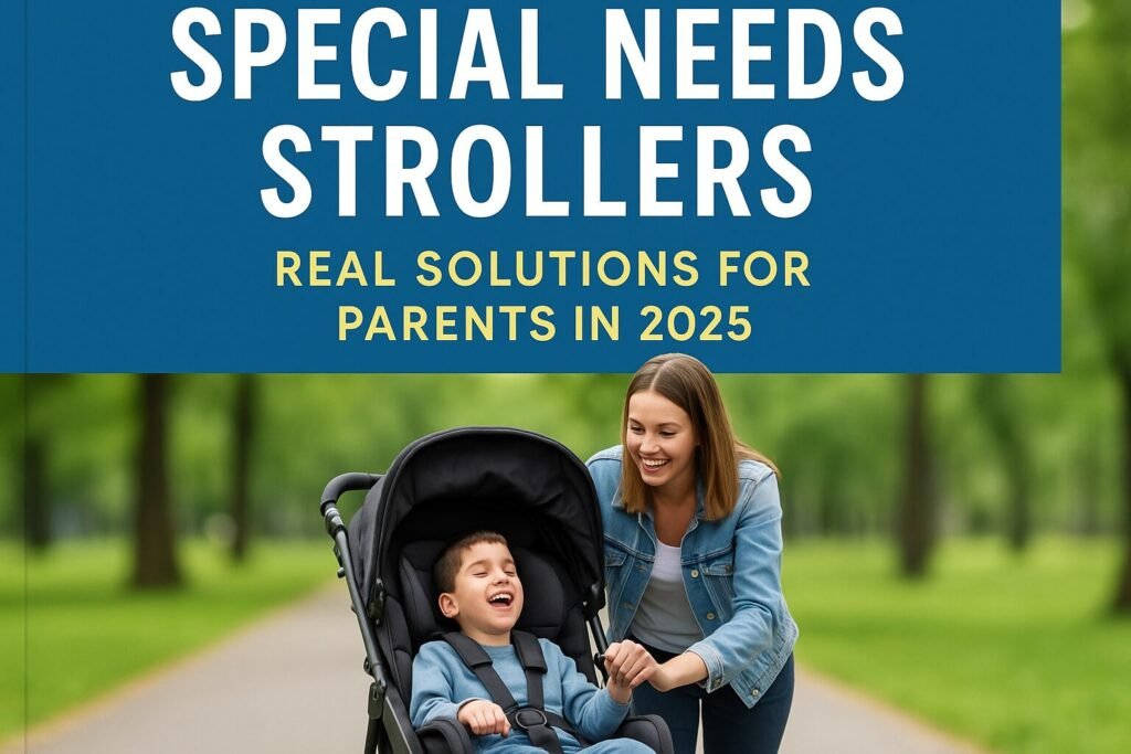 a mother with his disable kid special needs stroller with real solutions.