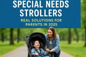 a mother with his disable kid special needs stroller with real solutions.