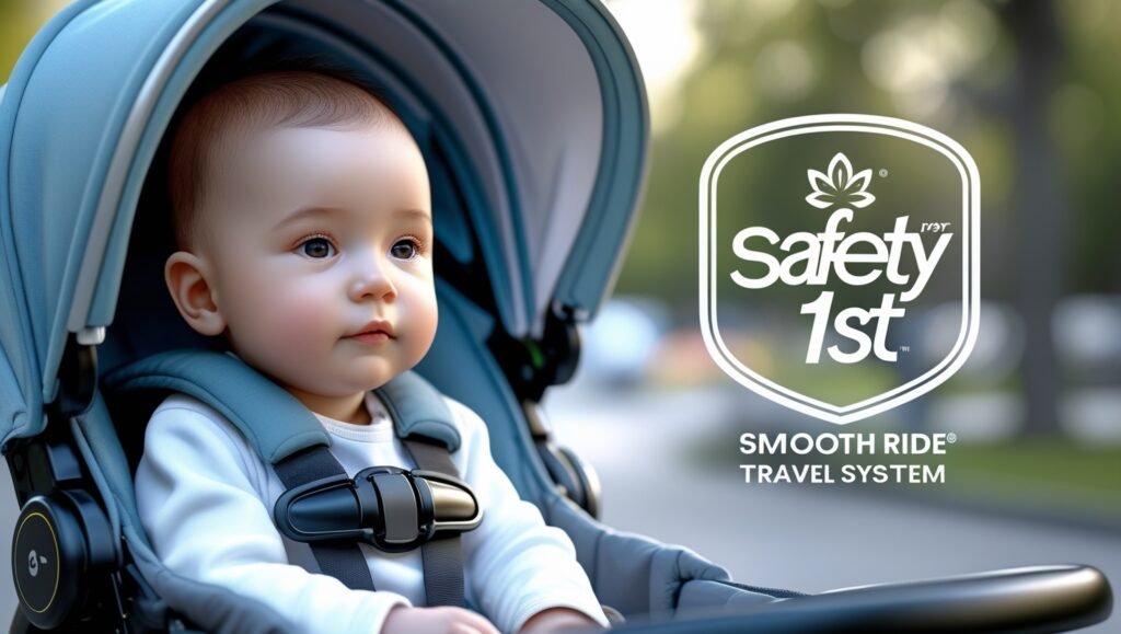 Safety 1st Smooth Ride Stroller and OnBoard FLX Infant Car Seat combo – best travel system for newborns to toddlers with large canopy and easy fold.