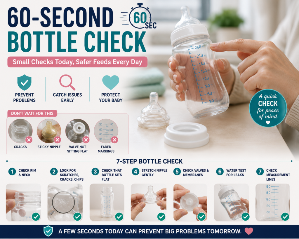 Baby Bottle Care Guide: 11 Everyday Mistakes That Shorten Bottle Life and How to Avoid Them 60 second bottle checked