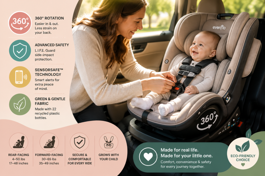 Evenflo Revolve360 Review (2026): Is This Rotating Car Seat Really Worth Buying? comfortable and safe car journeys