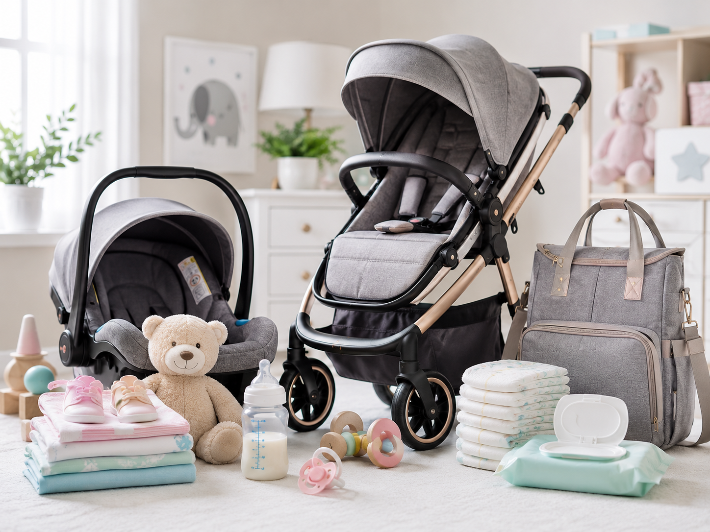 cozy nursery essentials in soft pastels