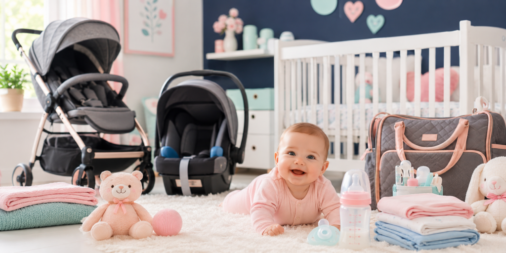 cozy pastel baby nursery scene