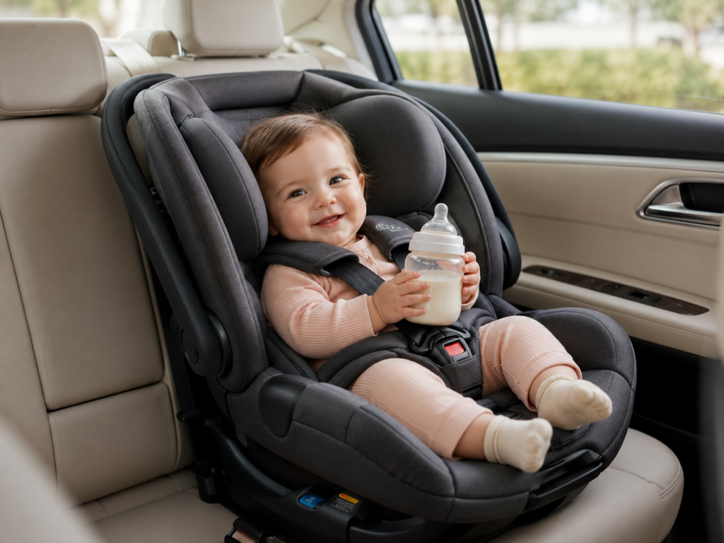 Home happy baby in car seat