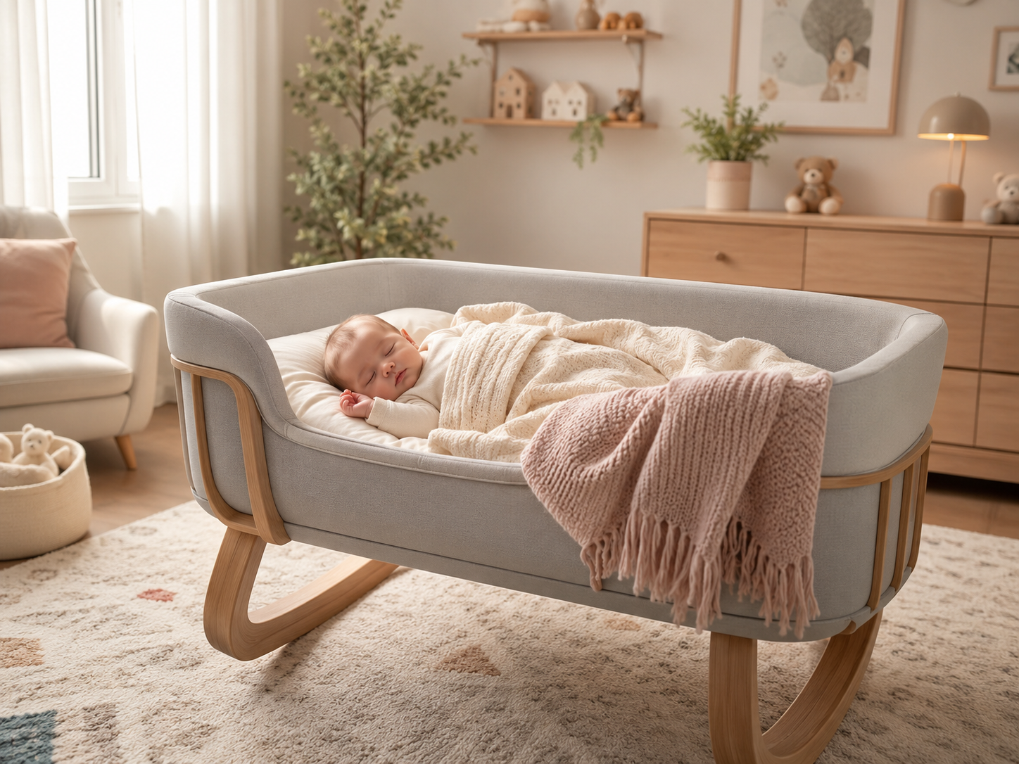Home serene pastel nursery with cozy details