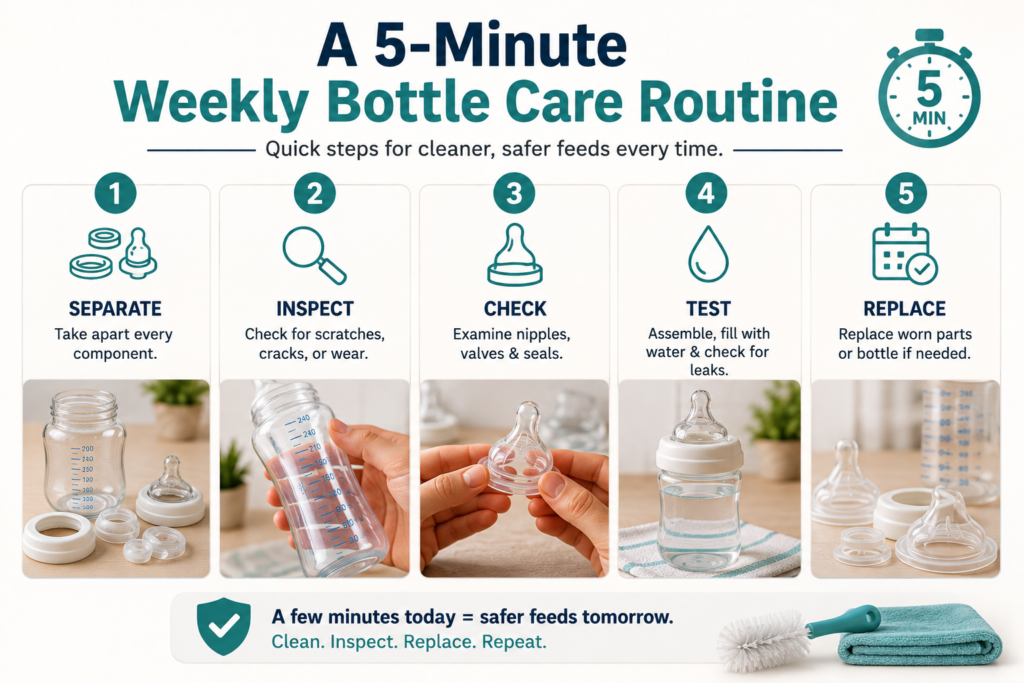five minute weekly bottle care routine