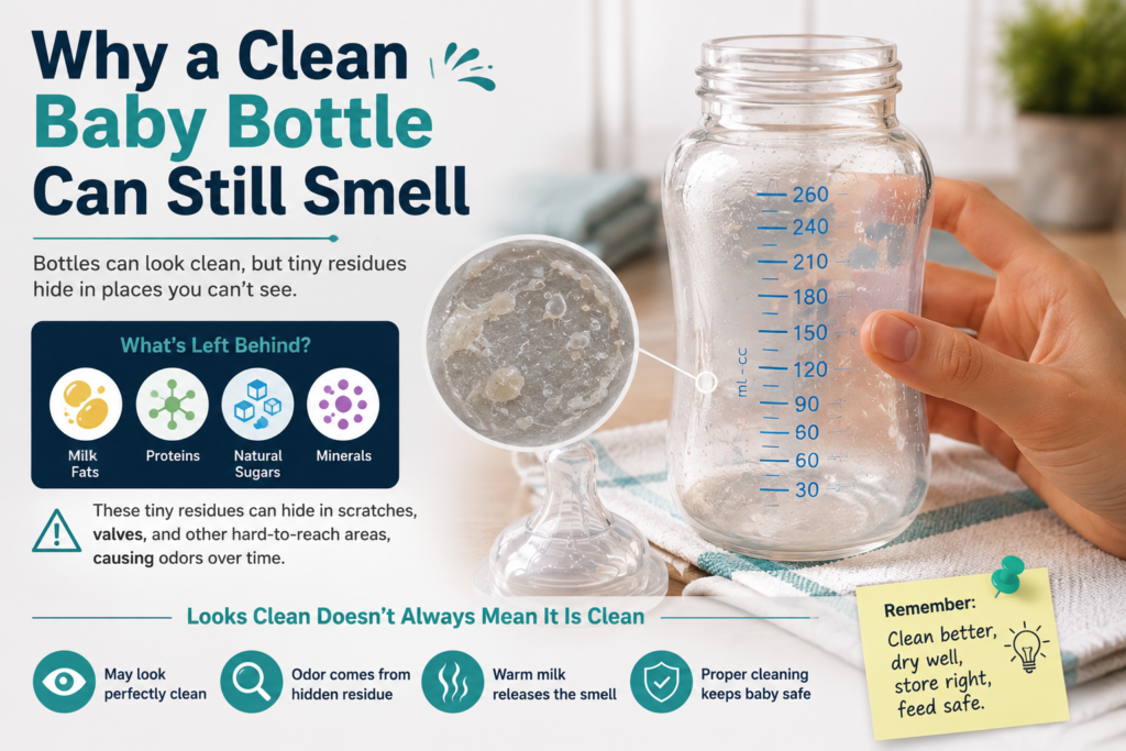 why clean baby bottles still smell
